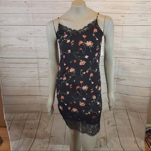 Chelsea 28 Lace Slip Dress Black Floral Printed
